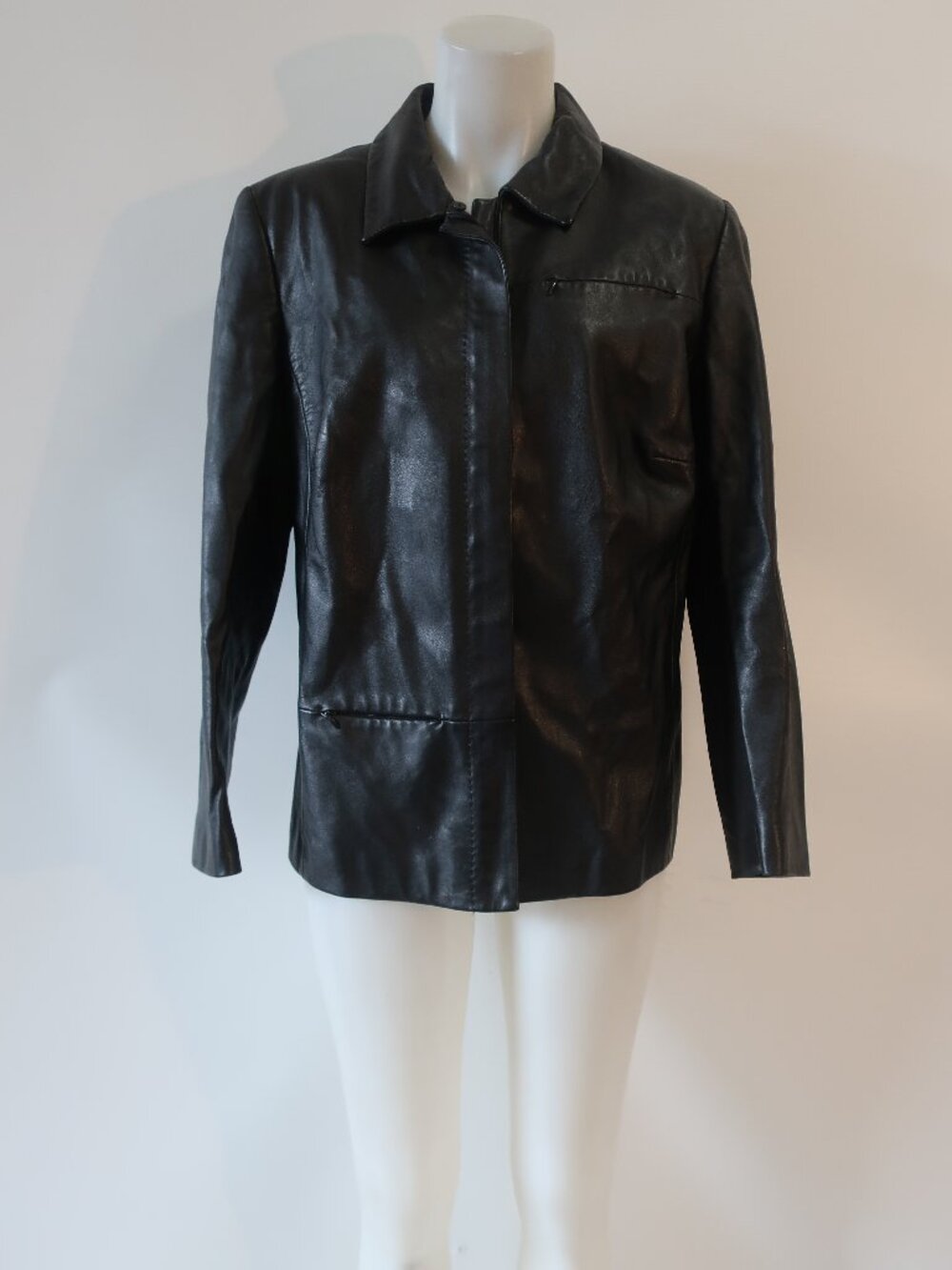 Womens Bloomingdales Black Leather Jacket 14